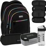 PLECAK CZARNY MŁODZIEŻOWY BACKUP SZKOLNY KOLOROWE ZAMKI KOMPLET 4w1