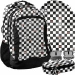 SZACHOWNICA PLECAK MŁODZIEŻOWY SZKOLNY CZARNY BeUniq 4 KOMOROWY ZESTAW 3w1