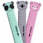 3 szt LINIJKA 15 cm KIDEA PLASTIKOWA DLA DZIECI Z FIGURKĄ ZWIERZĄTKA