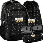 Komplet Myszka Minnie Czarny Szkolny Plecak Młodzieżowy BeUniq [DM22JJ-2808]