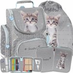 KOTY TORNISTER SZKOLNY Z KOTKIEM DO KLAS 1-4 DO PODSTAWÓWKI KOMPLET 3w1