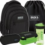 CZARNY PLECAK MŁODZIEŻOWY BACKUP SZKOLNY DERFORM 4 komorowy KOMPLET 5ele.