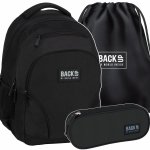 KOMPLET 3w1 BACKUP CZARNY PLECAK DUŻY SZKOLNY MŁODZIEŻOWY 3 KOMOROWY