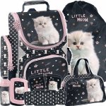 TORNISTER SZKOLNY KOMPLET 6w1 DLA DZIEWCZYNY Z KOTKIEM DO 1 KLASY KOTEK