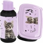 KOTEK BIDON ŚNIADANIÓWKA ZESTAW 2w1 DLA DZIEWCZYNY DO SZKOŁY z KOTKAMI