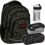 BACKUP CHŁOPIĘCY PLECAK SZKOLNY MŁODZIEŻOWY ZESTAW 4 ele ANTYCZNY NAPISY