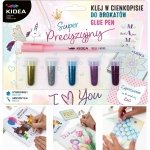 PRECYZYJNY KLEJ W CIENKOPISIE OZDOBNY + BROKAT 5 KOLORÓW KIDEA