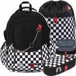 ST.RIGHT PLECAK SZKOLNY MŁODZIEŻOWY SZACHOWNICA K-POP CHAIN DUŻY ZESTAW 3el