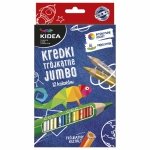 KREDKI JUMBO TRÓJKĄTNE GRUBE 12 KOLORÓW KIDEA SZKOLNE OŁÓWKOWE DLA DZIECKA