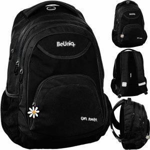 CZARNY PLECAK SZKOLNY BeUniq MŁODZIEŻOWY DLA DZIEWCZYNY STOKROTKA