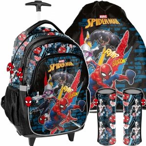 SPIDERMAN PLECAK NA KÓŁKACH DO SZKOŁY PODSTAWOWEJ MARVEL ZESTAW CHŁOPIĘCY