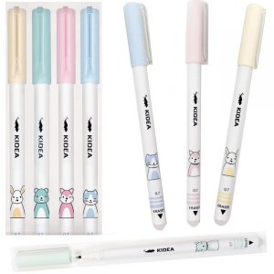 4 szt. Długopis Wymazywalny Ścieralny z Gumką Kidea Zwierzaki Pastelowe [DWKA]