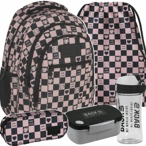 PLECAK MŁODZIEŻOWY BACKUP SZACHOWNICA DLA UCZNIÓW SZKOLNY KOMPLET 5ele