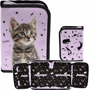 PIÓRNIK z KOTKIEM SZKOLNY DO PODSTAWÓWKI DLA DZIEWCZYNEK DO 1 KLASY Z KOTEM