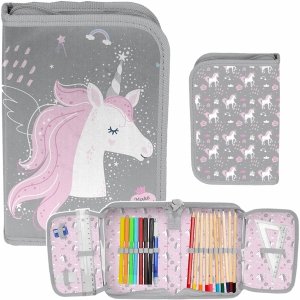 Szkolny Piórnik Jednorożec z Wyposażeniem do Podstawówki Paso Dziewczęcy
