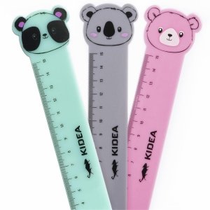 3 szt LINIJKA 15 cm KIDEA PLASTIKOWA DLA DZIECI Z FIGURKĄ ZWIERZĄTKA