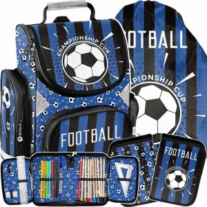 KOMPLET 3el PIŁKARSKI TORNISTER SZKOLNY DLA CHŁOPAKA DO 1 KLASY PIŁKA NOŻNA