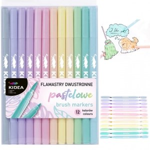 Flamastry Dwustronne Pastelowe 12 kol Kidea Pisaki [FDPBB12KA]