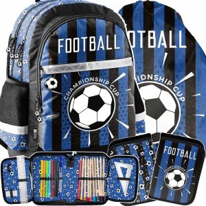 FOOTBALL PLECAK SZKOLNY PIŁKA NOŻNA KOMPLET 3w1 DO PODSTAWÓWKI DLA CHŁOPAKA