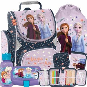 TORNISTER KRAINA LODU SZKOLNY DLA DZIEWCZYNEK FROZEN DO 1 KLASY ZESTAW 5w1