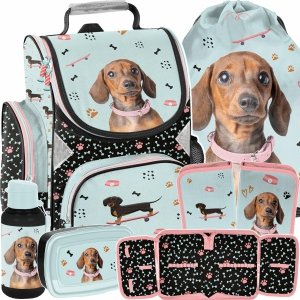 TORNISTER SZKOLNY Z PIESKIEM JAMNK DO 1 KLASY PODSTAWÓWKI ZESTAW 5w1 PIES