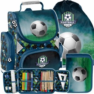 KOMPLET 3w1 PIŁKARSKI TORNISTER SZKOLNY CHŁOPIĘCY DO KLAS 1-4 PIŁKA NOŻNA