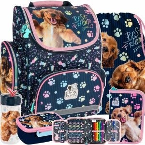 TORNISTER SZKOLNY PIESKI DO 1 KLASY Z PIESKIEM DLA DZIEWCZYNEK KOMPLET 5el