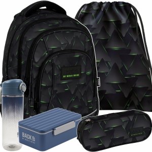 CHŁOPIĘCY BACKUP PLECAK SZKOLNY MŁODZIEŻOWY ZESTAW 5 ele CYBER TRIANGLES