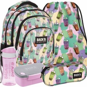 PLECAK BACKUP SZKOLNY MŁODZIEŻOWY BUBBLE TEA KOMPLET 5ele. DLA DZIEWCZYNY