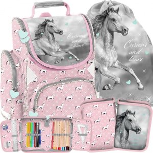 Dziewczęcy Tornister Koń Szkolny do 1 klasy Komplet [PP23KO-525]