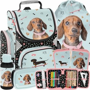 TORNISTER SZKOLNY Z PIESKIEM JAMNK DO 1 KLASY PODSTAWÓWKI ZESTAW 5el PIES