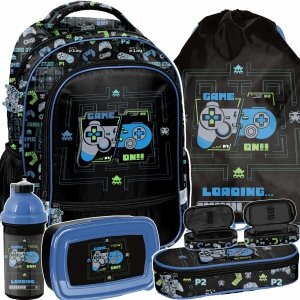 PLECAK GAMEPAD SZKOLNY GRA DO 1 KLASY PODSTAWÓWKI GAMER GAMING KOMPLET5w1