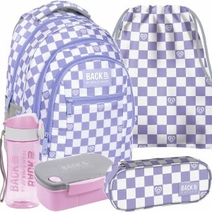 PLECAK BACKUP SZACHOWNICA MŁODZIEŻOWY DLA DZIEWCZYNY SZKOLNY ZESTAW 5w1