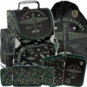 SAMOLOTY TORNISTER SZKOLNY DLA CHŁOPAKÓW DO KLAS 1-4 PODSTAWÓWKI ZESTAW 3w1