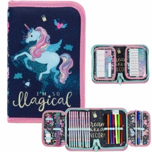 JEDNOROŻEC DZIEWCZĘCY PIÓRNIK DERFORM UNICORN DO SZKOŁY z WYPOSAŻENIEM