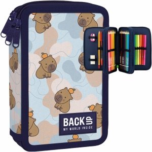 KAPIBARA ORANGE POTRÓJNY PIÓRNIK BACKUP 3 KOM. Z WYPOSAŻENIEM DLA DZIEWCZYN
