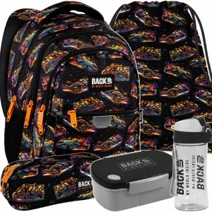 PLECAK BACKUP SZKOLNY MŁODZIEŻOWY NEON RACE ZESTAW 5w1 FORMUŁA 1 AUTA CARS