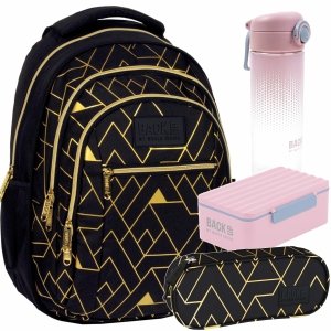 PLECAK MŁODZIEŻOWY BACKUP GEOMETRIC GOLD ZESTAW 4w1 DLA DZIEWCZYNY SZKOLNY