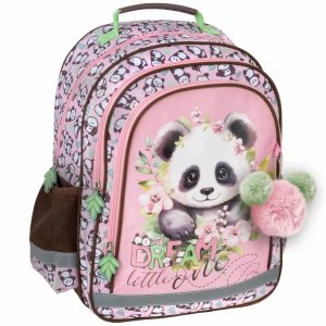 PANDA PLECAK Z MISIEM DLA UCZENNIC SZKOLNY DZIEWCZĘCY DO 1 KLASY TORNISTER