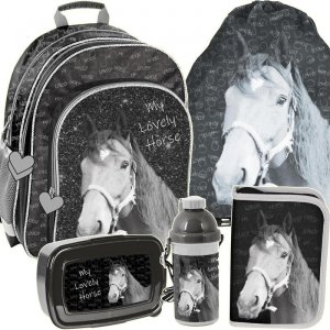 Plecak Szkolny Ciemny Koń dla Dziewczynki Zestaw [PP19KO-090]