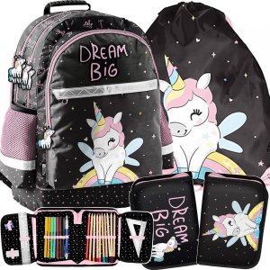 Komplet Plecak Szkolny Jednorożec dla Dziewczynki Unicorn Paso [PP23UI-116]