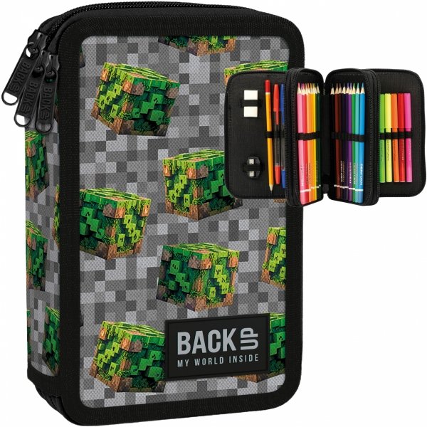 MINECRAFT POTRÓJNY PIÓRNIK BACKUP 3 KOM. Z WYPOSAŻENIEM DLA CHŁOPAKA PIKSEL