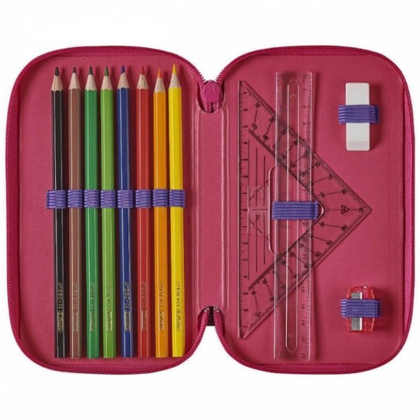 HERLITZ PIÓRNIK 3 komorowy DO SZKOŁY z WYPOSAŻENIEM ZEBRA