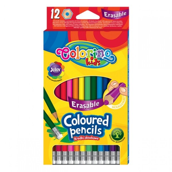 Kredki z Gumką Wymazywalne Colorino 12 kolorów Ołówkowe [92531PTR]