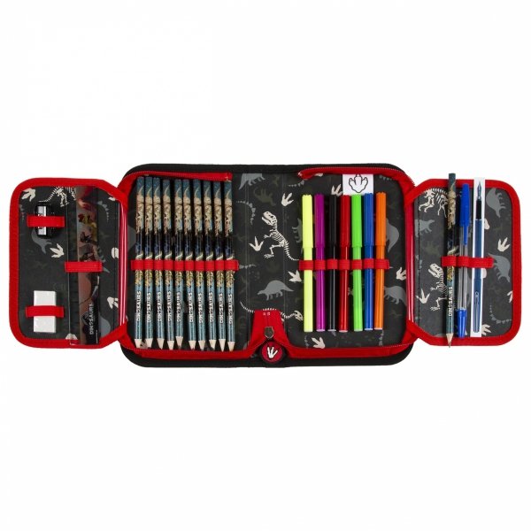 DINOZAURY PIÓRNIK SZKOLNY DO PODSTAWÓWKI DLA CHŁOPAKÓW Z WYPOSAŻENIEM DINO