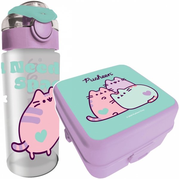 PUSHEEN ŚNIADANIÓWKA BIDON BUTELKA ZESTAW 2w1 BPA FREE DLA DZIEWCZYNEK