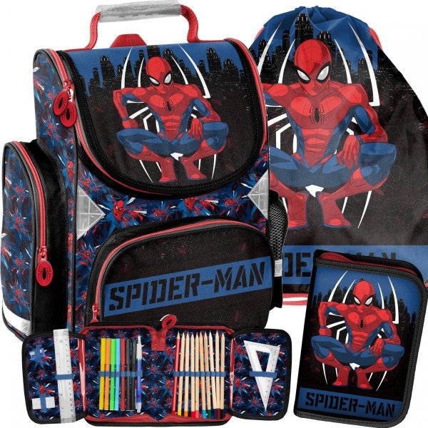 Szkolny Tornister SpiderMan do 1 Klasy Paso Komplet [SPY-525]