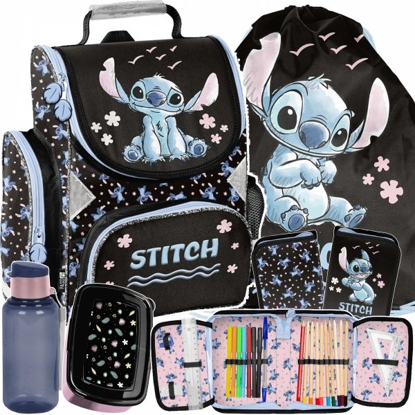 STITCH TORNISTER DO KLAS 1-4 DLA DZIEWCZYNY ZESTAW 5el STICH i LILO PLECAK
