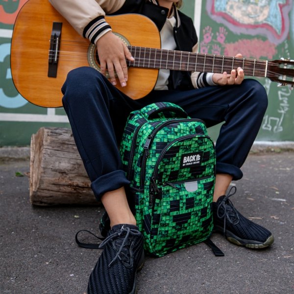 MINECRAFT PLECAK SZKOLNY MŁODZIEŻOWY BACKUP DERFORM PIKSELE GRA KOMPLET 5w1