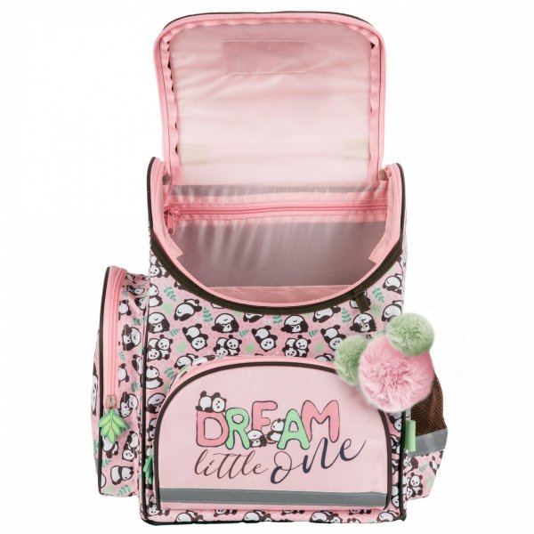 TORNISTER z PANDĄ SZKOLNY DERFORM DLA DZIEWCZYNY Z MISIEM PANDA DO 1 KLASY